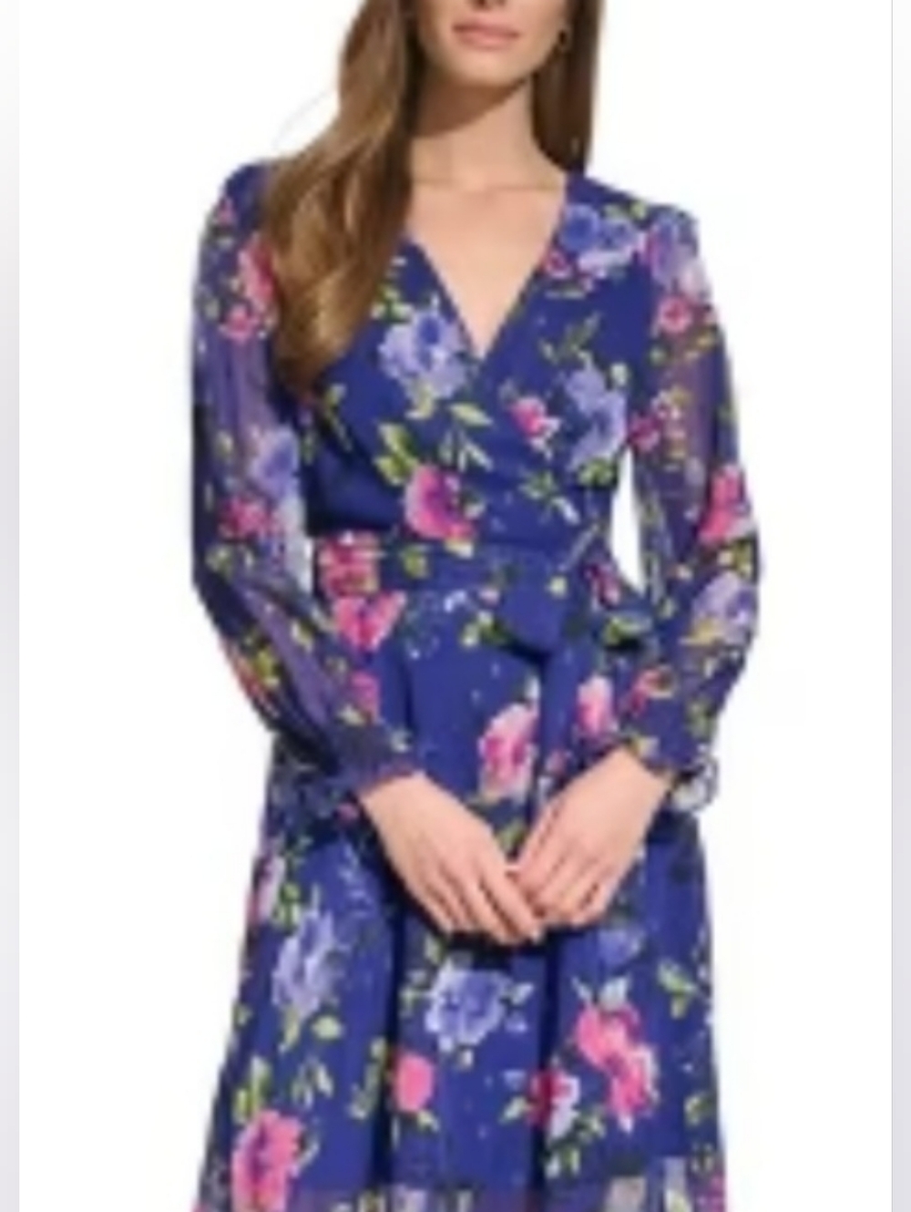 Vibrant Floral Kids Dress with Ruffled Sleeves